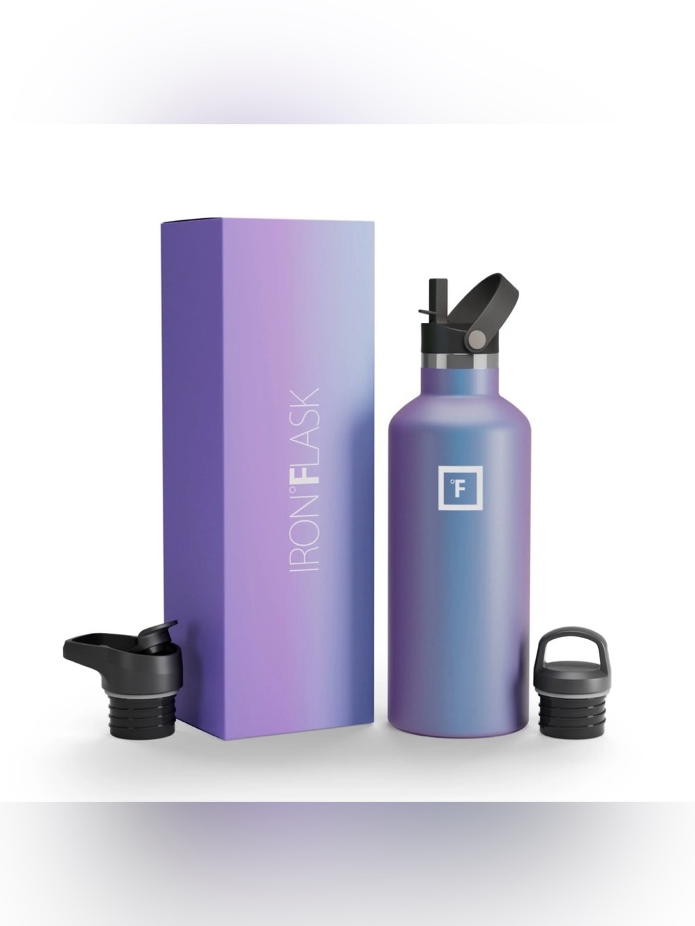 32oz Iron Flask Purple Gradient Stainless Steel Water Bottle with Straw Lid